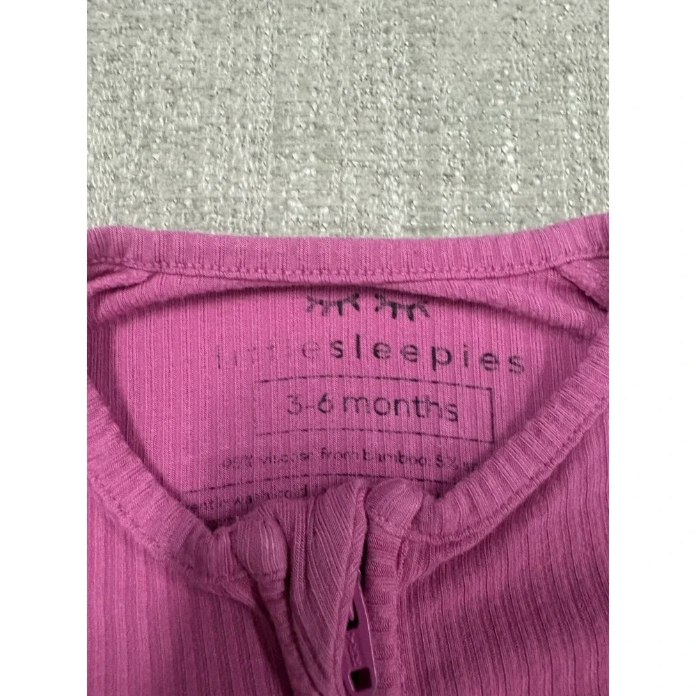 Little Sleepies Rosette Pink Ribbed Bamboo Zippy Size 3-6 Months Pajama